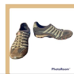 Skechers Women Biker Straightaway Slip On Sneakers Brown Leather Low Top